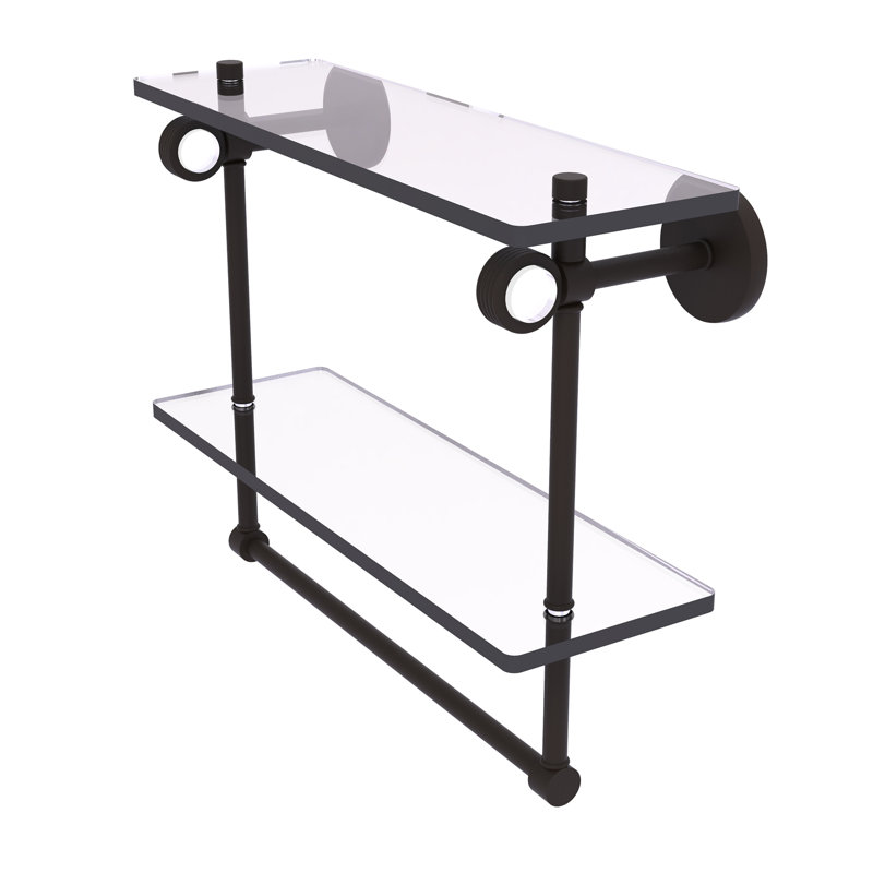 Tablette murale double verre Margolis, H 12,8 po x l 16 po x p 5,6 po, Bronze huilé