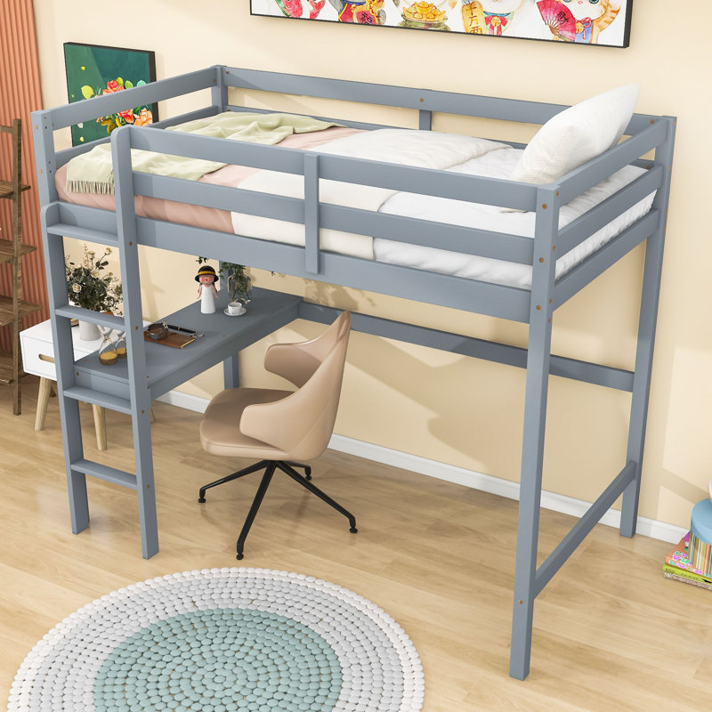 Getman Kids Twin Loft Bed, Gray
