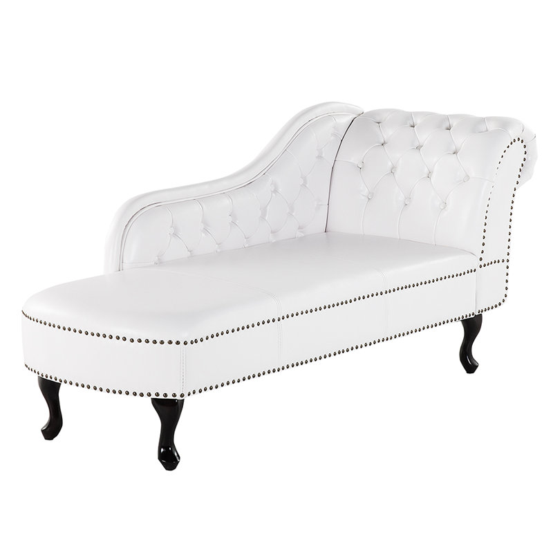 Brennon Faux Leather Chaise Lounge, White
