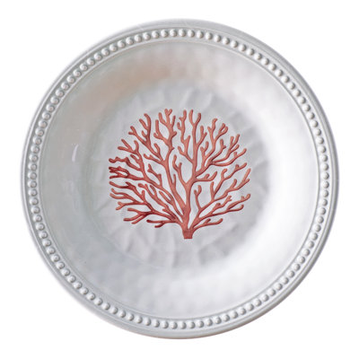 6 Piece Melamine Dessert Plate Set - Coral
