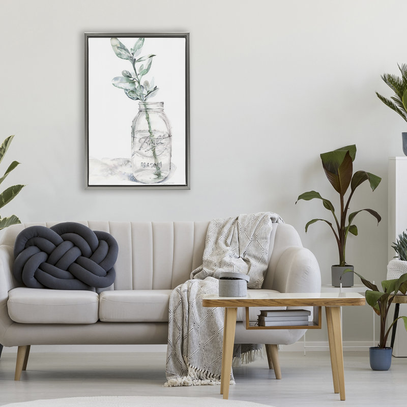 Cadre flottant Minimal Herb in Glass, H 31 po x l 21 po, Cadre flottant gris lustré