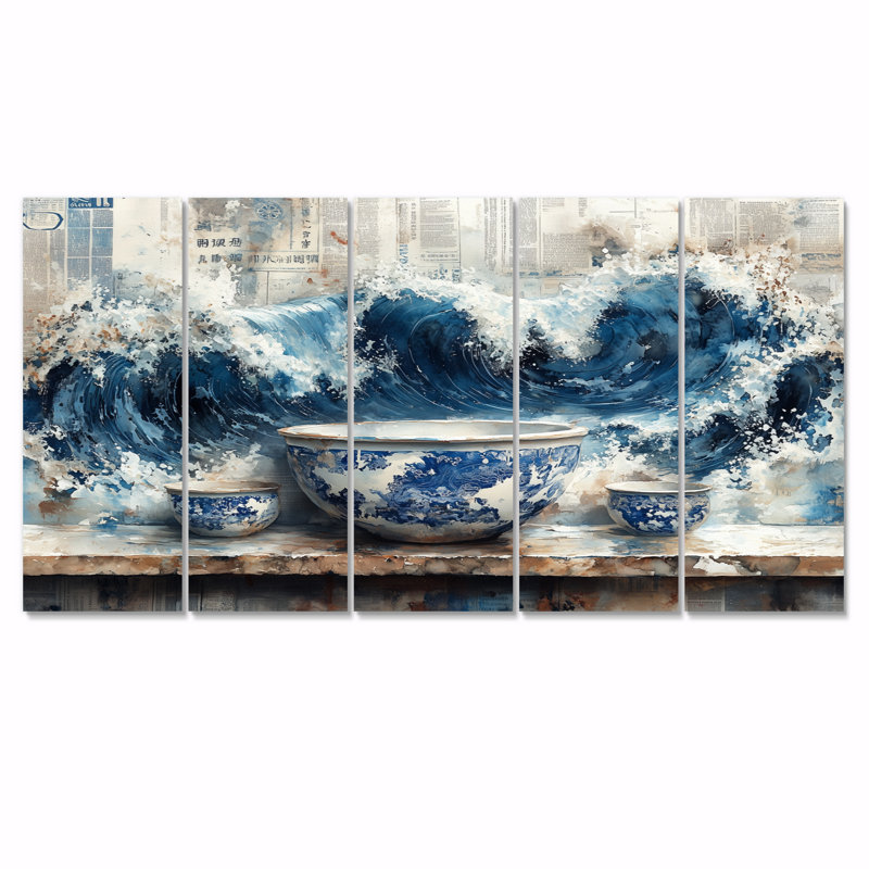 «China S Edge of Wonder Chinoiserie Pottery V - Boho Pottery», art mural sur toile, H 32 po x l 80 po