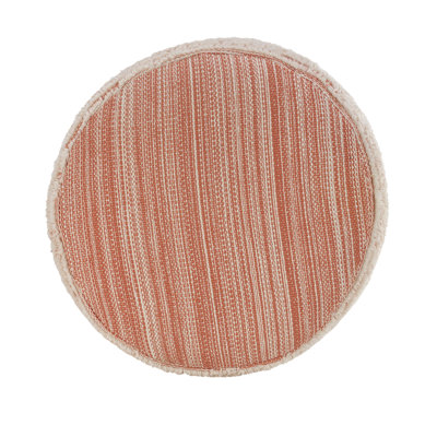 Risingsun Striped Fringed 18" Wide Round Pouf Ottoman