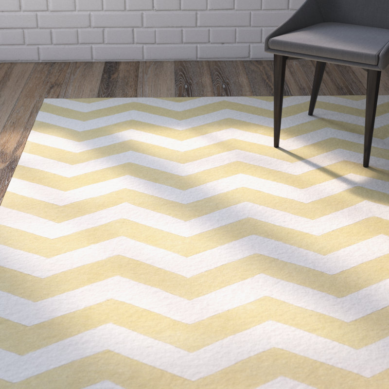 Tapis doré / ivoire en laine touffeté à la main Teresita, Rectangle 4 pi x 6 pi