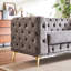 62,58 po, velours royal, capitonnage, 2 coussins décoratifs, pieds en métal, sièges à ressorts et en mousse définis avec motif à boutons, pieds, confortable pour le bureau-121367915