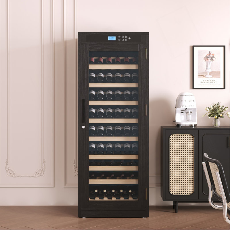 Intelligent Temperature-Controlled Multi-Tiered Black Grape Wine Cabinet