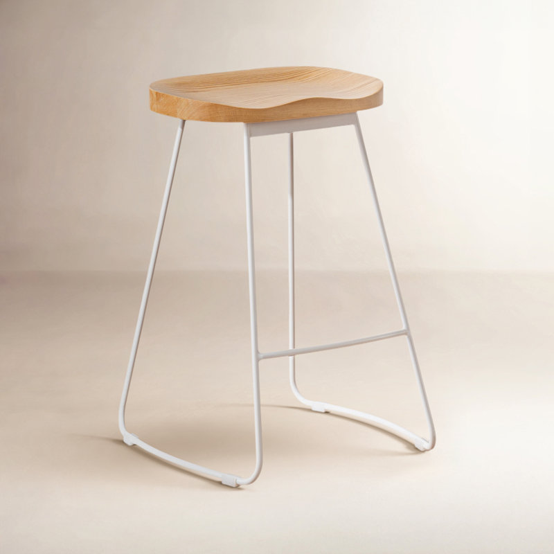 Tabouret de comptoir Saddle, Blanc, Jaune