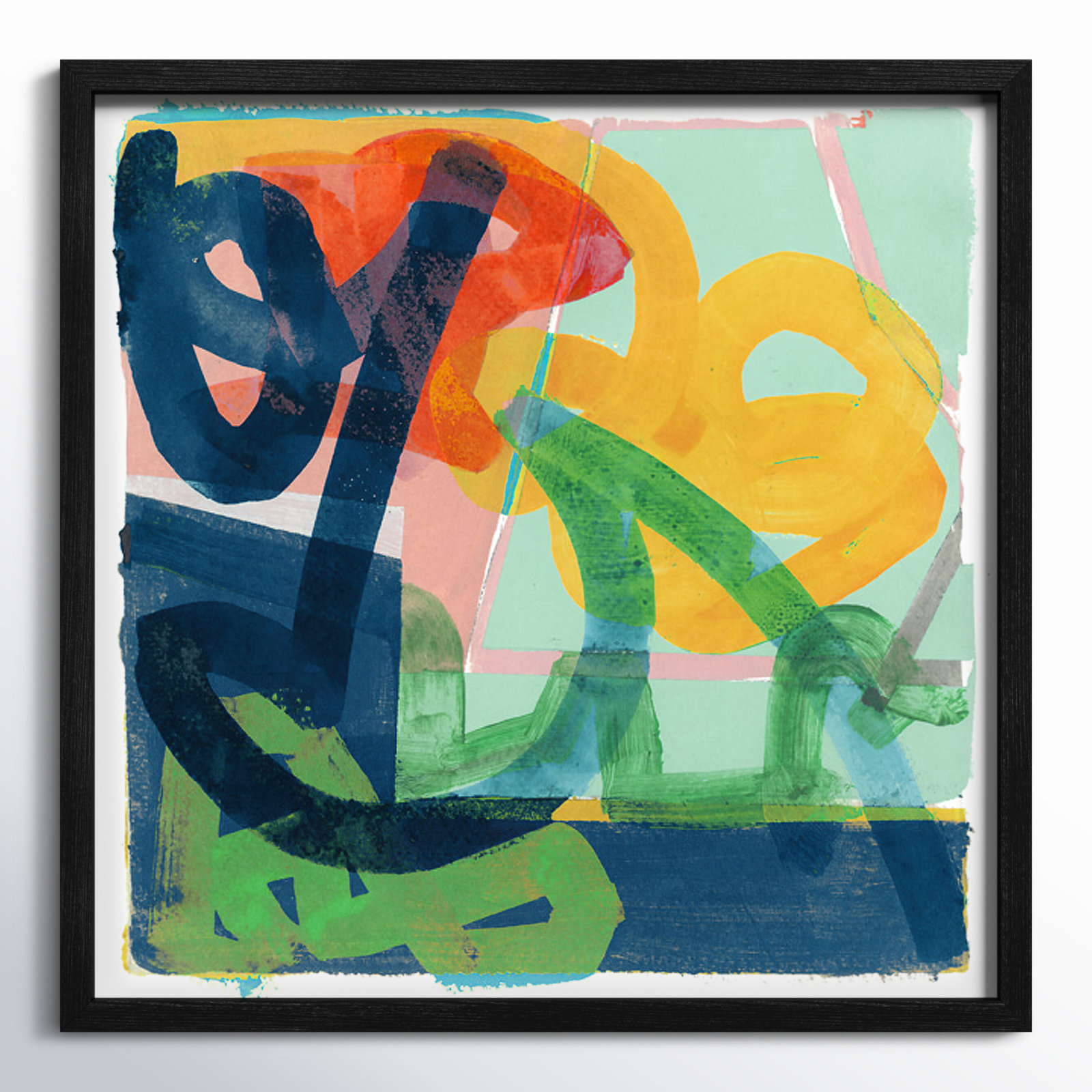 Dwyer "Link" Painting by Cartissi, 27.5" H x 27.5" W x 0.75" D, Black Framed