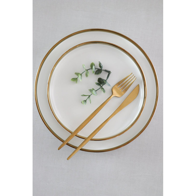 «The Luxury Collection» - Assiette blanche avec bordure dorée - grand 10 po