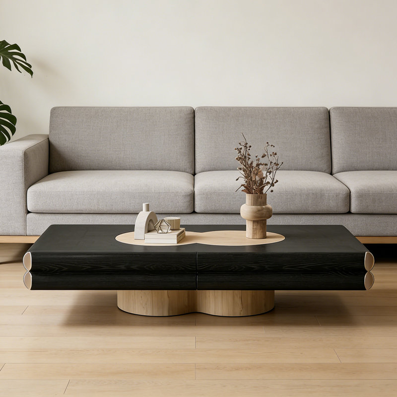 Modern minimalist rectangular coffee table, Black