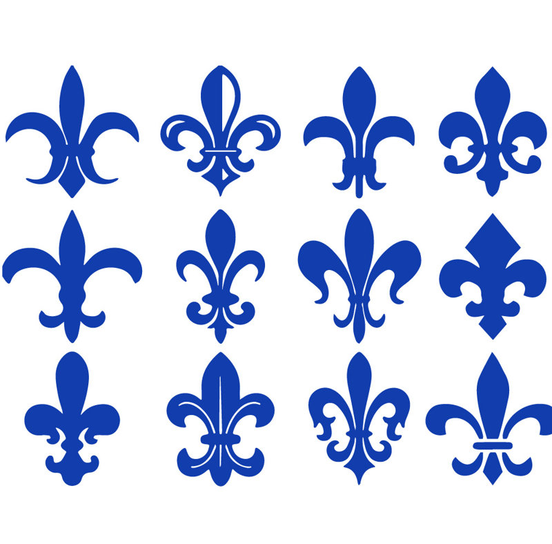 Décalcomanie murale motif fleur du lis, H 24 po x l 32 po x P 0,01 po, Bleu foncé