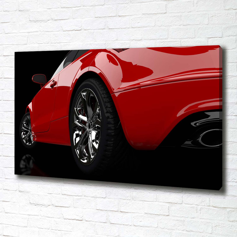 Red Car - Print, 70cm H x 100cm W x 4cm D, Glass