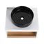 Meuble-lavabo flottant 24 po avec lavabo vasque en veine de marbre, fixation murale avec tablette ouverte, conception moderne peu encombrante en chêne clair et finition blanc brillant