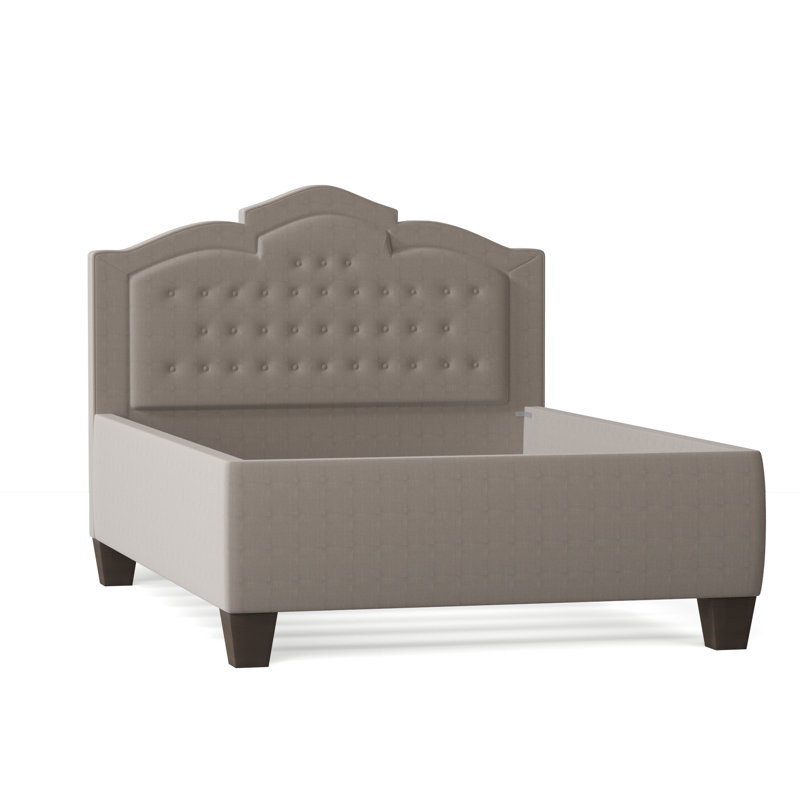 Sheila Upholstered Bed, Queen, Bella Black Performance Velvet, Brown Mahogany
