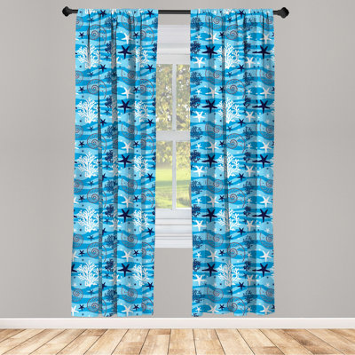 Seashells Semi-Sheer Rod Pocket Sliding Panel
