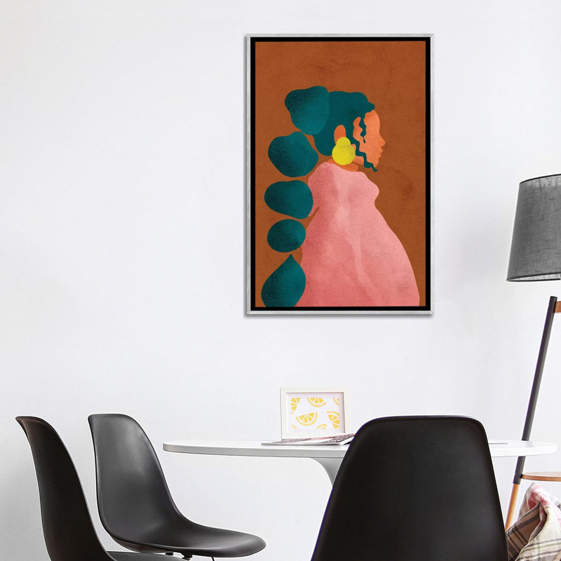 Kel par Reyna Noriega - impression, H 40 po x l 26 po x P 1,5 po, Toile avec cadre argenté, Pas de tapis