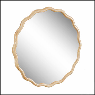 Solid Wood Wavy Mirror Vanity Mirror - Modern Wall Decor For Bathroom, Bedroom, Living Room, Dining Room, And Entryway