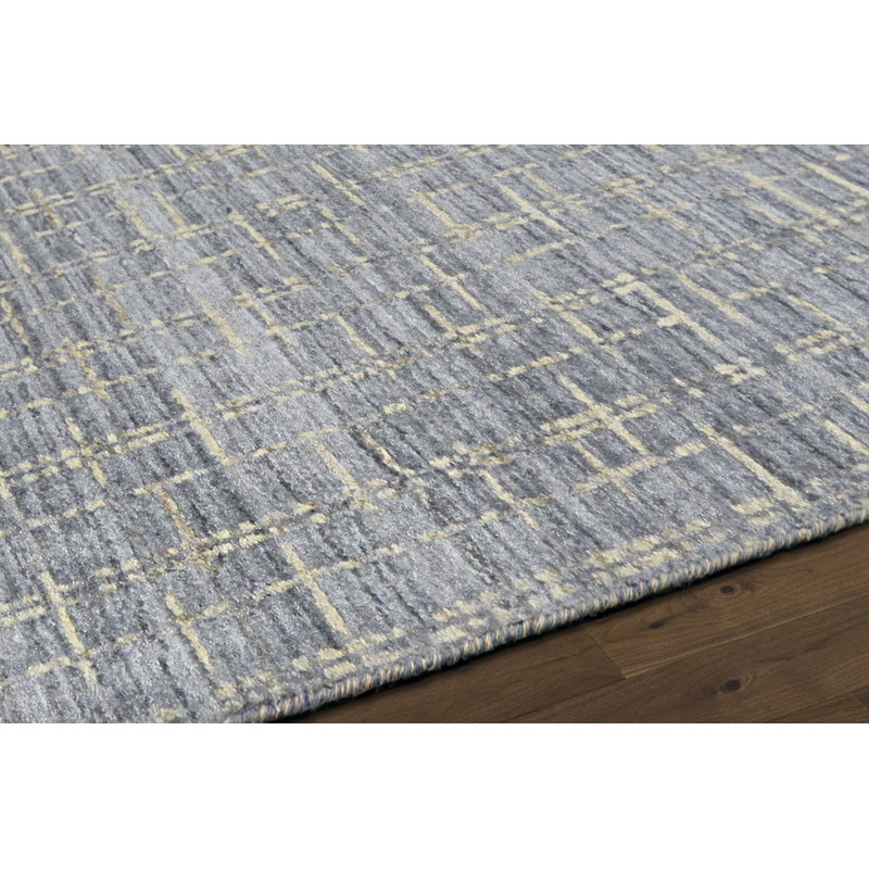 Slate Hand-Loomed Wool/Silk/Bamboo Slat/Seagrass Blue/Taupe/Gray Area Rug, Rectangle 10' x 14'