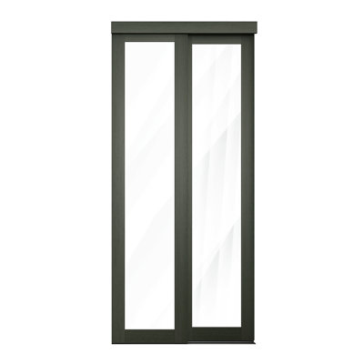 36 po x 80 1/2 po Porte coulissante transparente 1-Lite, gris urbain
