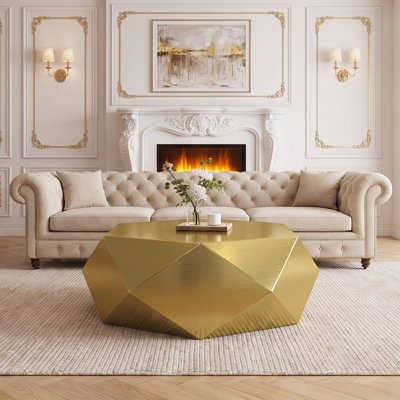 Modern Stainless Steel Coffee Table, No Assembly End Table
