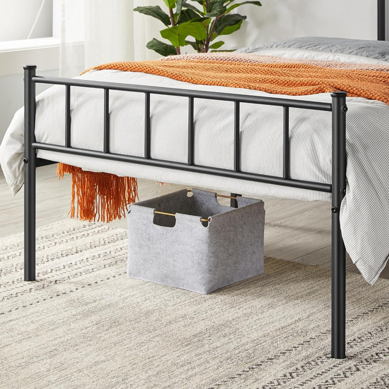 Delaenie Metal Platform Bed, Simple, Noir