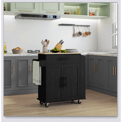 Versatile Rolling Kitchen Island with Storage, AC Outlets, USB Ports, and Spice Rack for Modern Kitchens