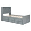 Lit fonctionnel en bois avec tête de lit et prises de rangement, extensible avec lit gigogne et trois tiroirs de rangement pour une utilisation optimale de l'espace-388907591