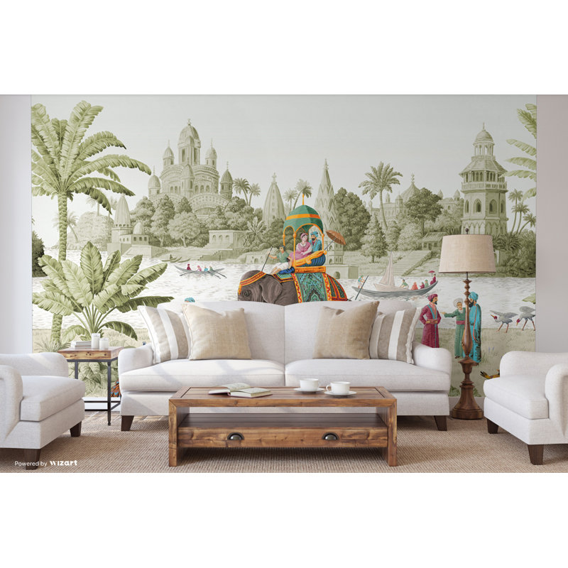 Papier peint exotique «Panorama», L 117,96 po x l 175 po, Vert