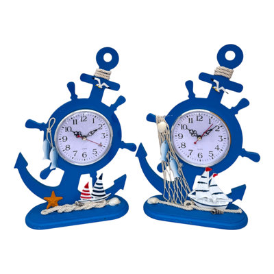 Set Of 2 Nautical Themed Table Clocks