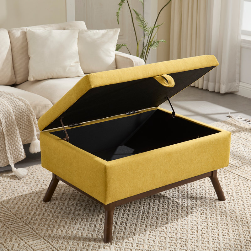 Banc de rangement Mid-Century, Jaune
