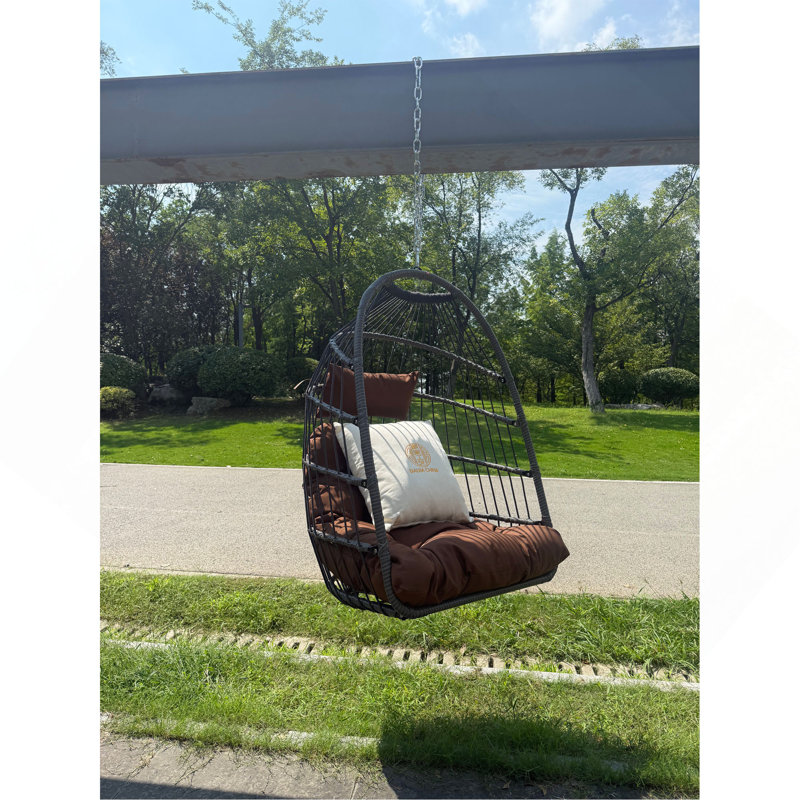 Chaise suspendue en PE pour l'extérieur, Brun / Noir