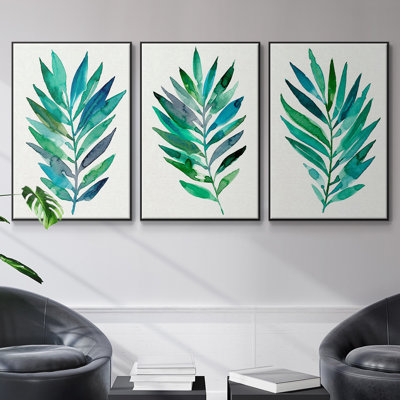 «Palm Frond Flow I», reproduction sur toile 3 pièces