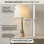Lampe de table 31 pouces, pierre de travertin naturel et laiton antique avec abat-jour tambour en lin blanc