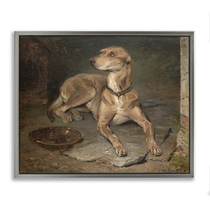 Cadre flottant et historique pour chien et bol, design par Lil 'Rue, Cadre flottant gris lustré, H 25 po x l 31 po
