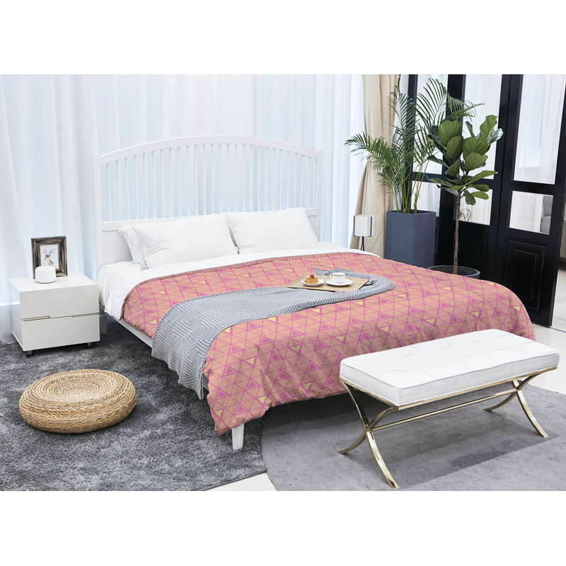 Édredon en microfibre réversible Patricia Geoffrey, Édredon simple TG, Rose/jaune