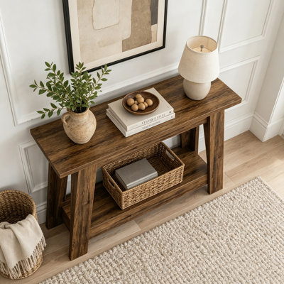 Rustic Console Table,2-Tier Entryway Table,Narrow Sofa Table