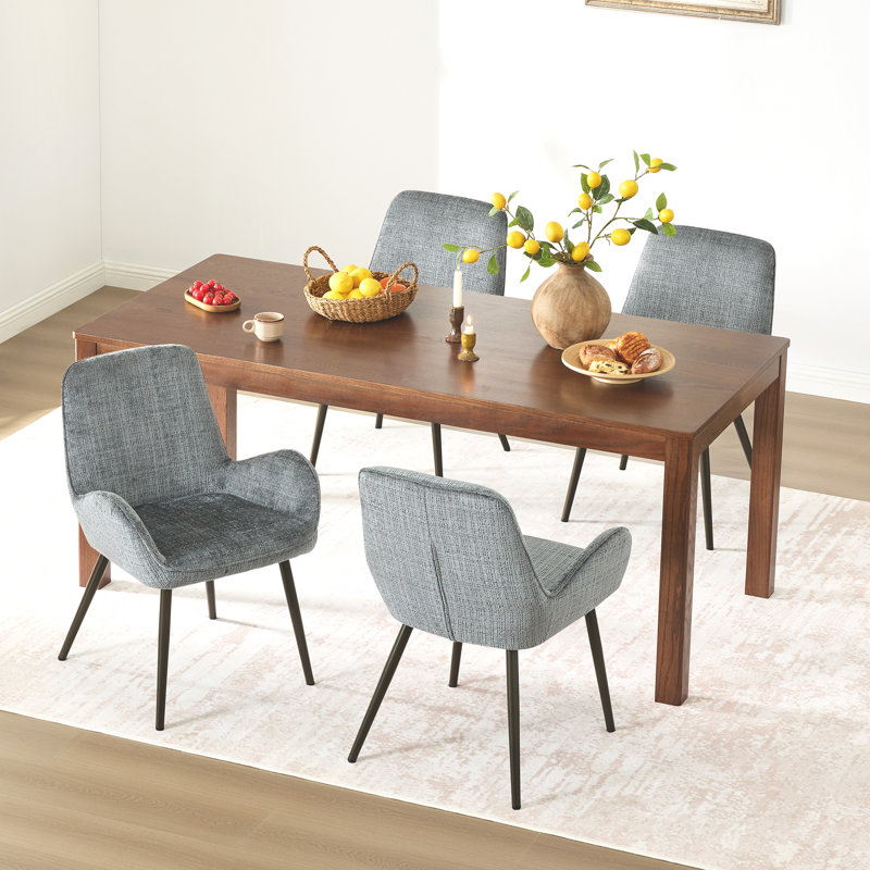Chaises de salle à manger rembourrées en chenille, chaises de cuisine modernes avec dossier, chaises de salle à manger latérales en tissu avec pieds en métal pour le restaurant de la salle à manger de cuisine