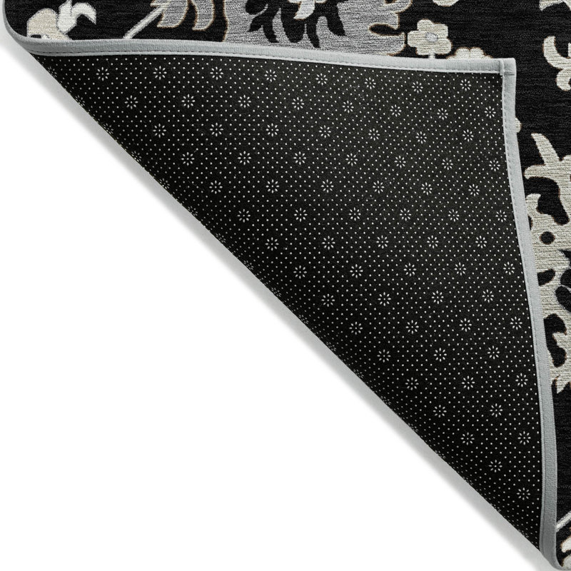 Tapis noir intérieur / extérieur lavable à la machine Xhevrie, Rectangle 10 pi x 14 pi
