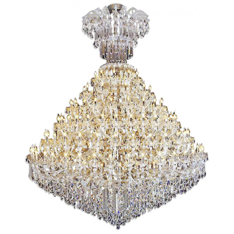 Lustre suspendu en cristal Traditional El Maria Theresa, Laiton brossé, Transparent, 36" Diameter x 72" Height