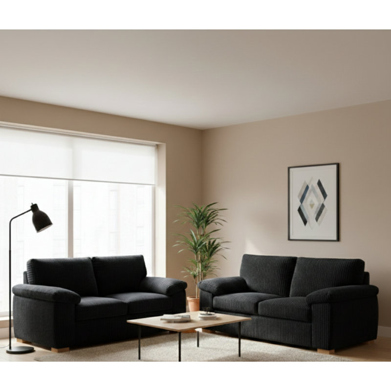 5 Seater Corduroy Sofa, Black