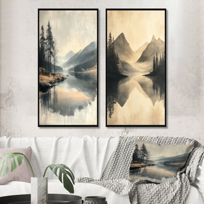 Ensemble de 2 pièces d'art mural gris «I Minimalisme» Norvège