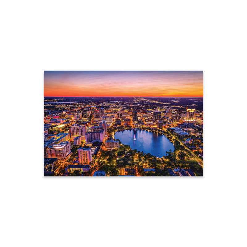«Florida Orlando Downtwon Sunset Lake Eola from Above» par Alex G Perez - impression sans cadre