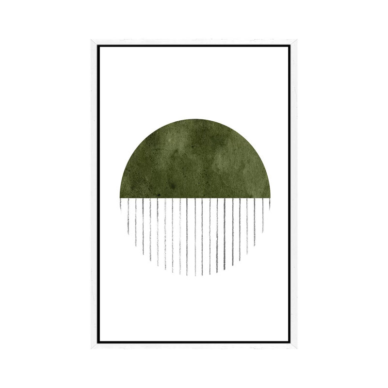 Dark Green Circle Art by Whales Way - Painting on Canvas, White Framed, 66.04cm H x 45.72cm W x 3.81cm D