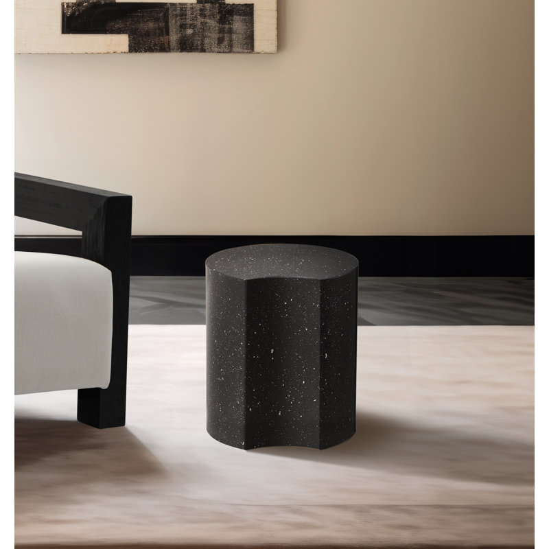 Hylie Iron Top End Table, Black/Terrazo Black, 16" H x 15" W x 15" D