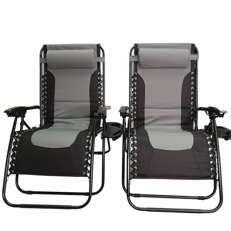 Metal Outdoor Lounge Chair, Grey/Black