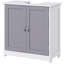 Meubles de salle de bain, armoires de lavabo de salle de bain avec découpe en U et tablette interne réglable, blanc et gris-137521656
