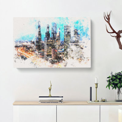 Moscow Russia Skyline Watercolour - Wrapped Canvas