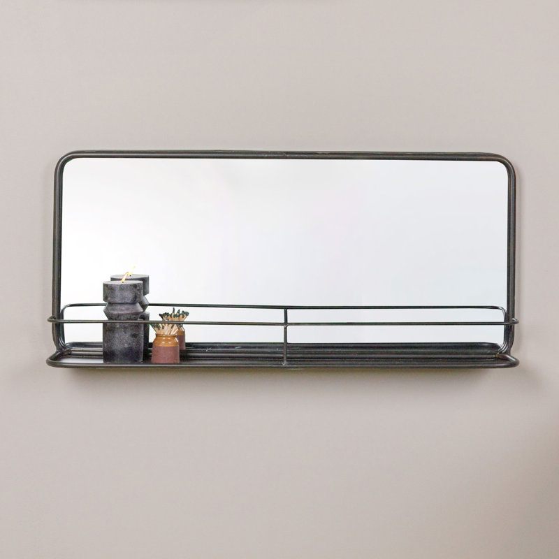 Miroir d'appoint moderne et contemporain avec tablettes Redrow, Noir