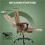 Fauteuil de massage avec 6 points de vibration, similicuir adapté aux animaux de compagnie, fauteuil de bureau inclinable avec support lombaire, repose-pieds, hauteur réglable, roues pivotantes, télécommande, brun-185567294