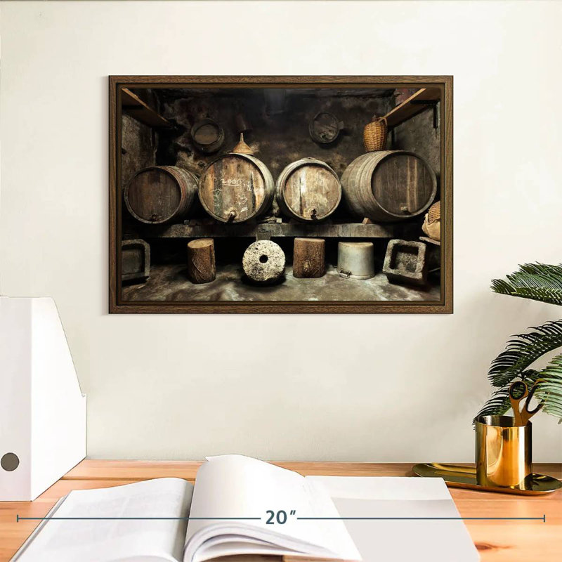 Old Wine Cellar, 13" X 9", Floating Frame Walnut